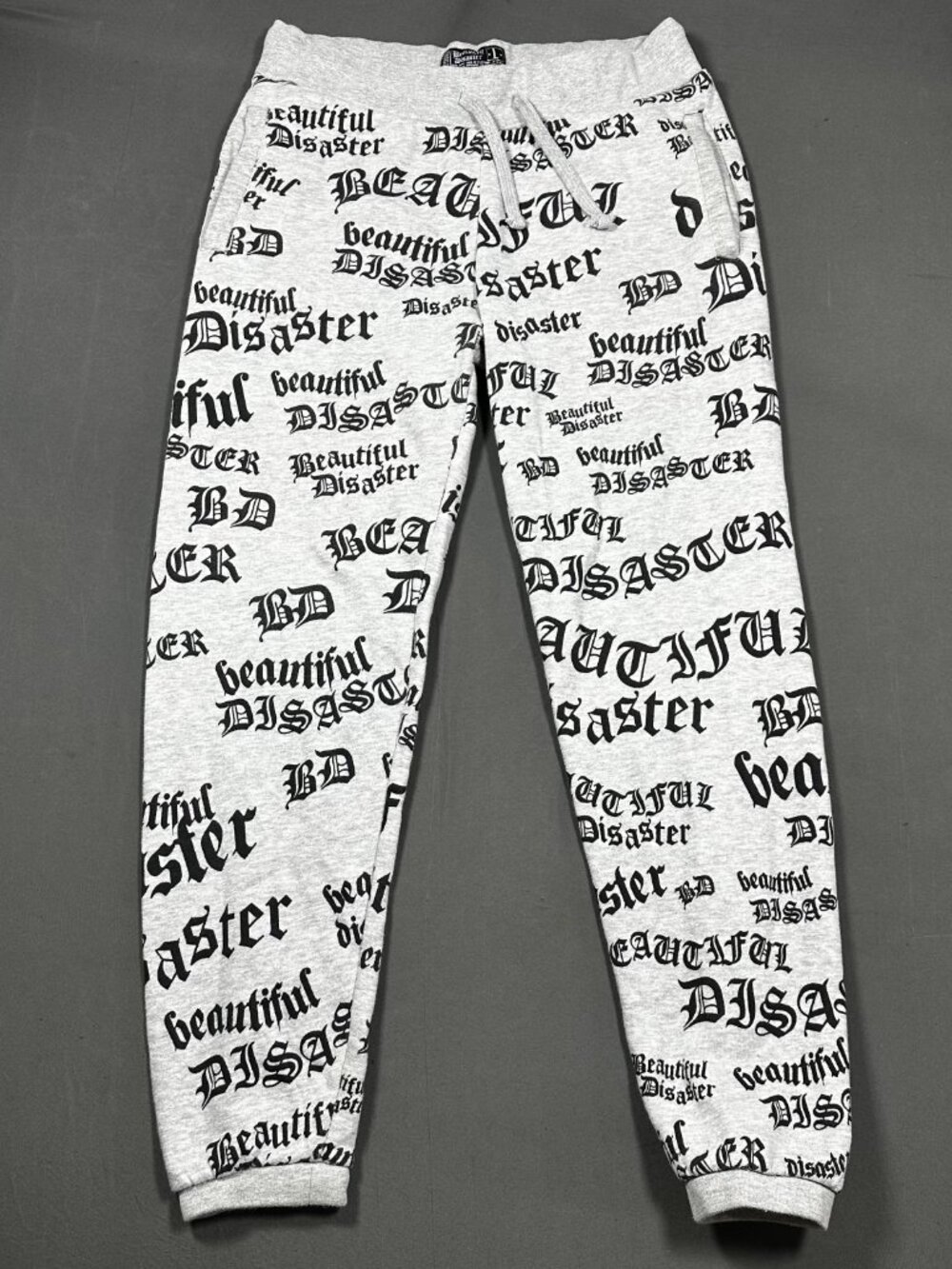 Beautiful Disaster Jogger Sweatpants Women's Gray Black Logo Print Size (size L)